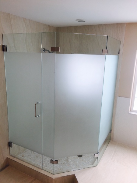 glass shower enclosure with privacy glass