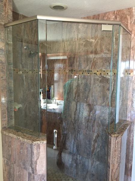 glass shower door and wall